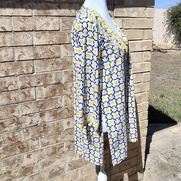 Barbara Gerwit Embellished Geometric Print Cover-Up Tunic Top Women Size Large - Picture 9 of 16